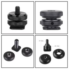 1/4" Dual Nut Tripod Mount Screw to Flash Camera Hot Shoe Tripod Adapter