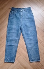 Womens Blue Jeans Floral Pink Pattern Size M 30" Waist Baggy 