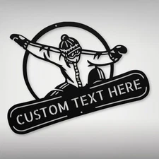 Personalized Snowboard Metal Sign Custom Winter Sports Decor Home Office Gift