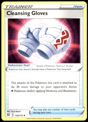 Cleansing Gloves 136/172 SWSH09: Brilliant Stars Uncommon Normal NM Pokemon TCG