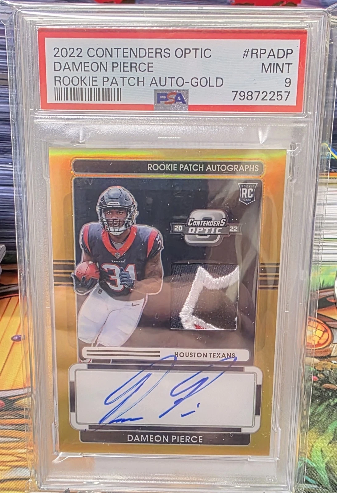 Dameon Pierce Panini Contenders Optic Rookie Patch Autographs #RPADP Gold