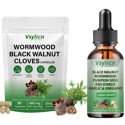 VSYLICN Parasite Cleanse DETOX Candida Mimosa Pudica Wormwood, Cloves, Black Walnut UK