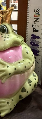 Department 56 Enchanted Prince Frog Cookie Jar Candy Trinket Dish Crown 2002 - Picture 12 of 14