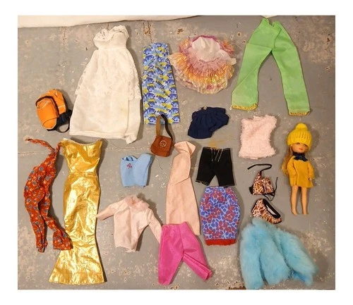 Vintage Barbie Lot of 20 Clothes Jeans Tops Sweaters Jackets Dresses Accessories