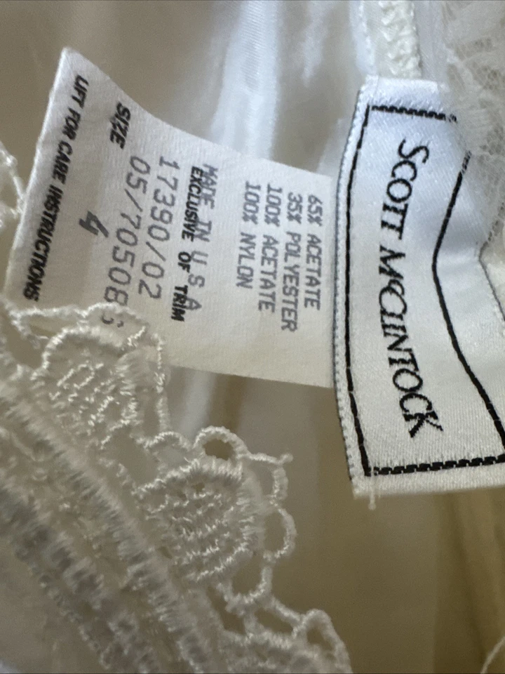 Vestido de satén vintage talla 8 Scott McClintock años 80 marfil encaje boda fiesta vestido lazo Foto 2 de 4