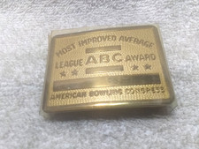 Most Improved Average League ABC Award Gold Belt Buckle Open Banner Great