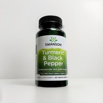Swanson Turmeric & Black Pepper, Cardiovascular Joint Mobility, 60 Capsules