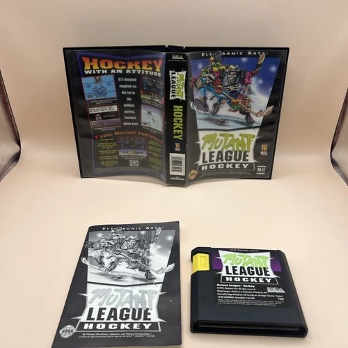 Mutant League Hockey Sega Genesis Video Game Complete w Box Manual EA Paper CIB!