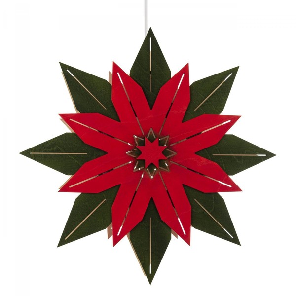 Weihnachtsstern GrüN-Rot Mit Elektrischer Beleuchtung Bxhxt 30X30X6Cm NEU-image