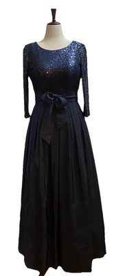 Jessica Howard Evening Gown Dress Womens Size 8 Navy Blue Sequin & Taffeta  | eBay