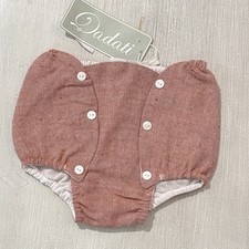 Dadati Red Cotton Herringbone Baby Diaper Cover Bloomer Button Front 3M