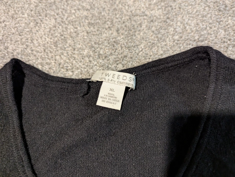 Tweeds Cashmere Sweater Womens XL Black 2 Ply Lightweight Sweater Sweatshirt  - Image 2 of 4