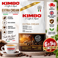 Kimbo Extra Cream Whole Coffee Beans 6 x 1kg Medium Roast Italian Coffee Bulk