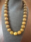 Old  Carved Egg Yolk  Butterscotch Baltic Amber  Necklace