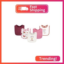 Hudson Baby Unisex Baby Cotton Bibs, Pumpkin Spice, One Size