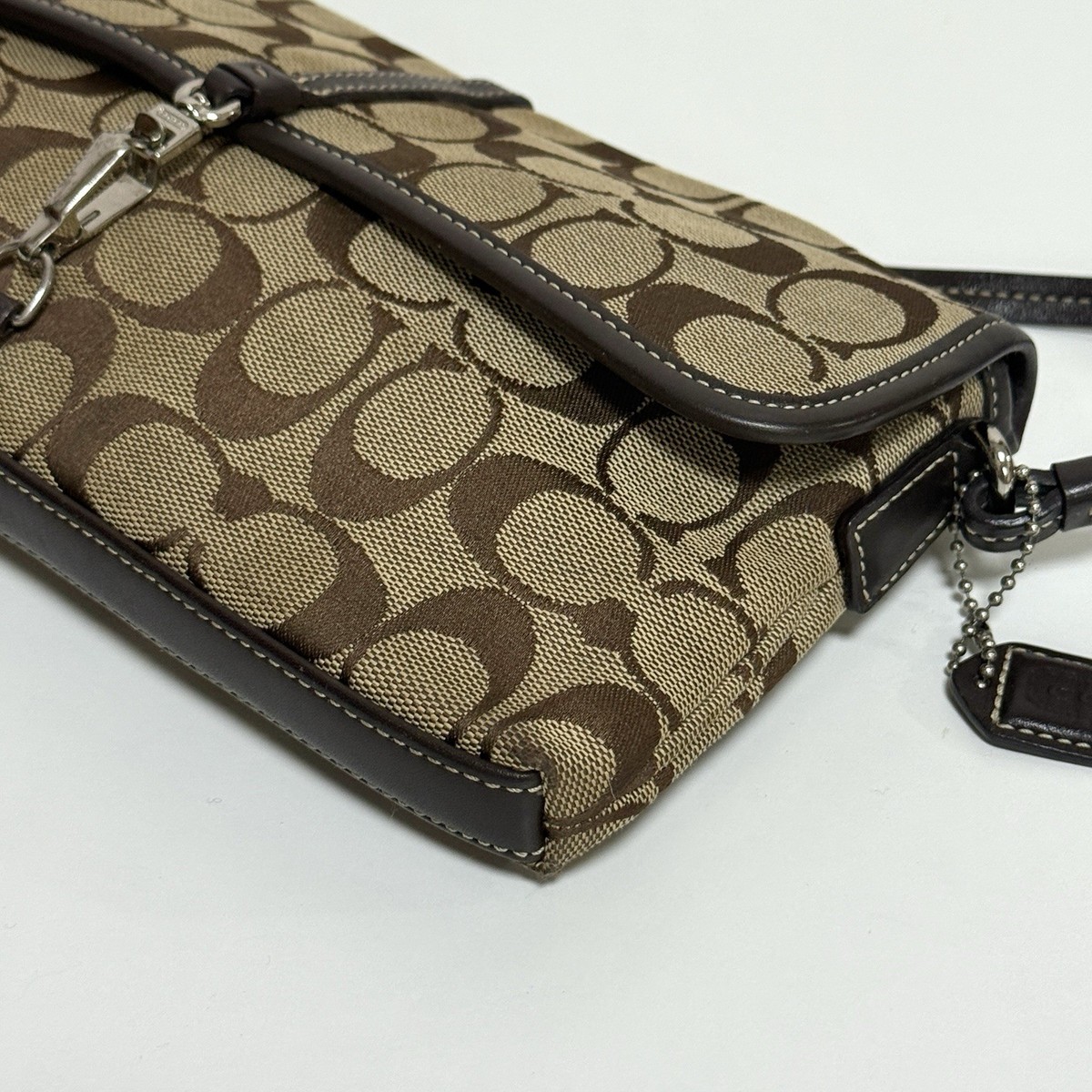 90s Vintage Coach Signature Demi Clip Flap Shoulder Bag Black
