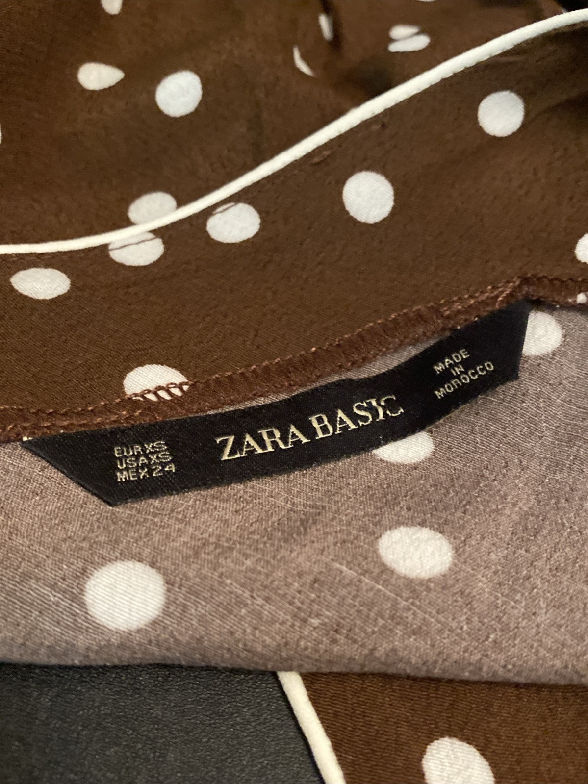 ZARA BASIC Brown/White Polka Dots Pullover Spaghe… - image 5