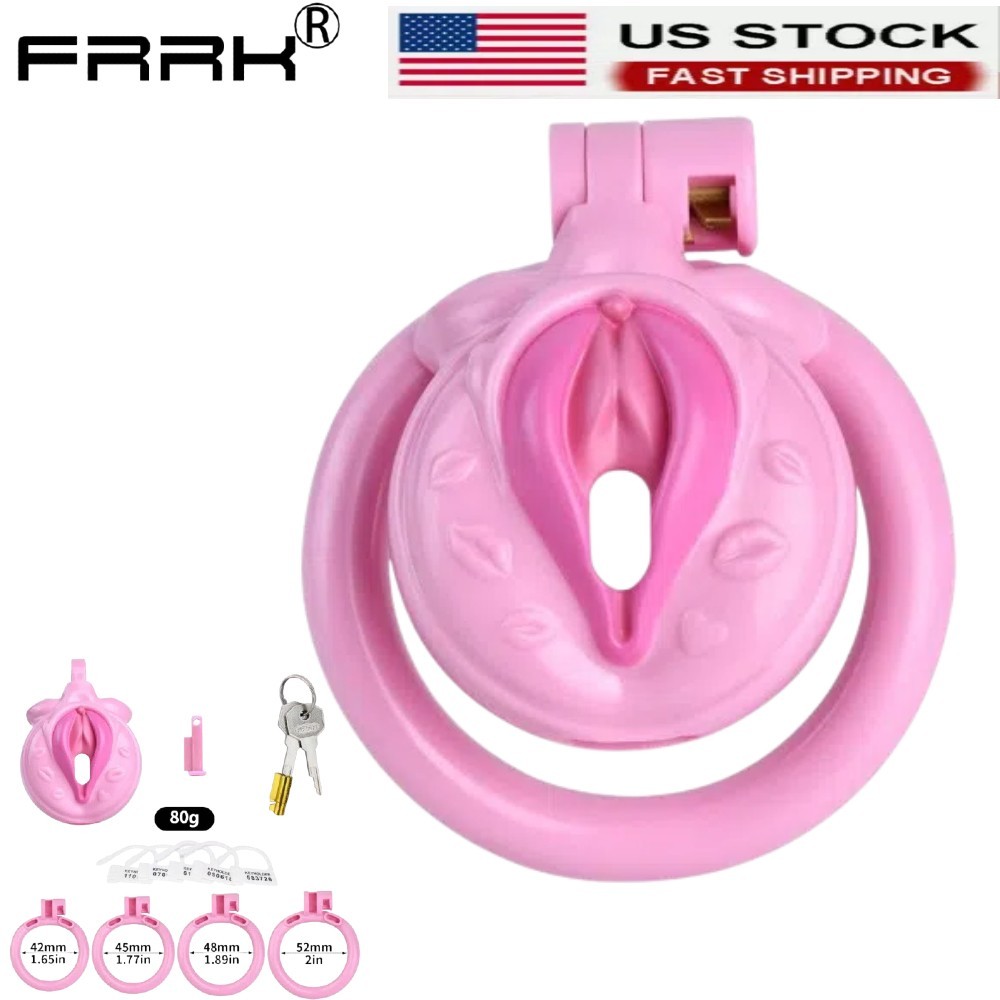 FRRK 2025 NEW Design Male Chastity Device Inverted Lock Cage 4 Rings ...