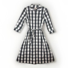 Hobbs London Midi Dress Size US 10 Black White Check Plaid Classic Tailored