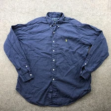 Ralph Lauren Polo Shirt Mens XL Blue Classic Fit Long Sleeve Button Down Casual