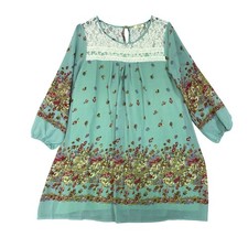 Kori America Women's S Floral Lace Tunic Mini Dress Long Sleeve F1341