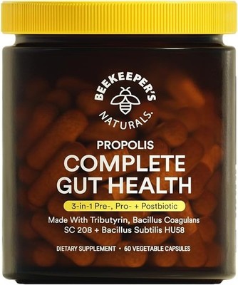 Complete Gut Health by Beekeeper's Naturals, 3-in-1 Prebiotic - 60 Capsules