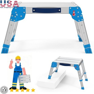 Folding Adjustable Height Platform Ladder 600Lbs Non-Slip Work Step Stool New