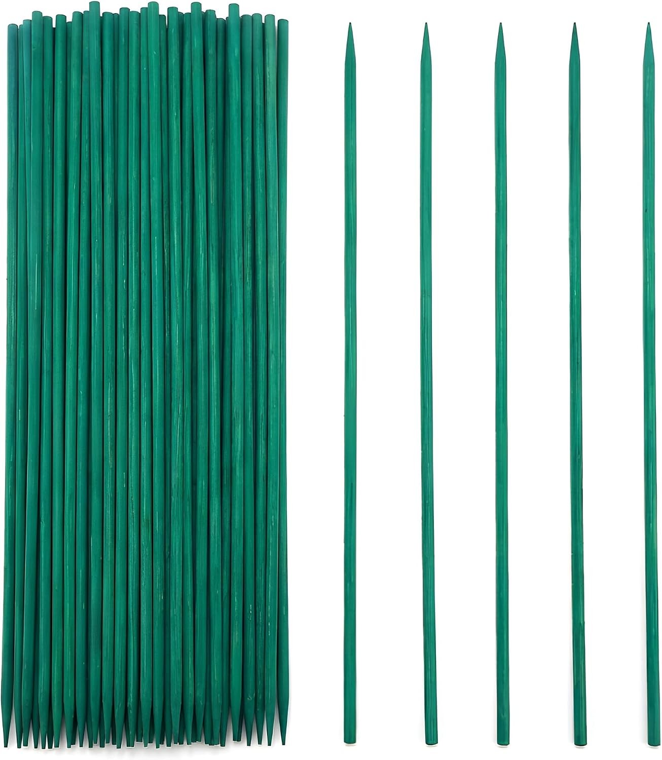 50pcs 30cm Bamboo Plant Support Stakes, Green Garden Canes for Straightening &