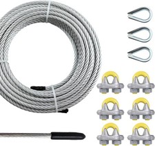 3/8 Steel Cable, 10Ft Wire Rope, 3/8" Aircraft Cable with 7x19 Strands and