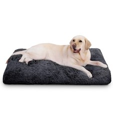 Vonabem XL Large Dog Bed 42" Washable Plush Soft Pet Mat Crate Pad Dark Grey