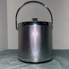 ICE BUCKET Vintage Elegance by Kraftware Silver Mesh Chrome Handle Made in USA