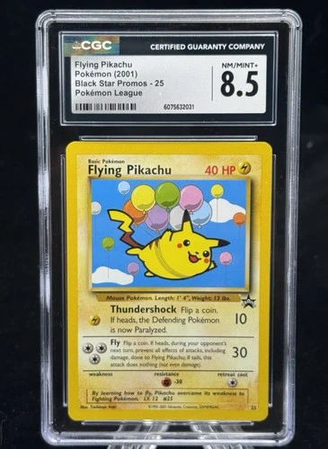 Flying Pikachu #25 Black Star Promo Pokemon League 2001 CGC 8.5  🎈☁️