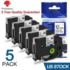 5PK For Brother P-Touch TZe-231 TZ-231 12mm White Standard Laminated Label Tape