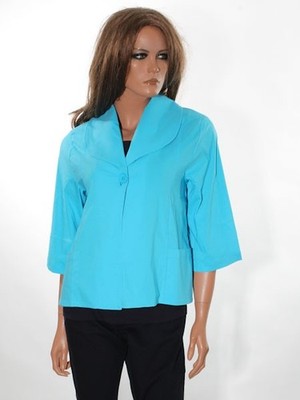 -50% Jacke Simply Art by Dolcezza S = 38 kastig türkis Baumwolle 3/4 Arm Kragen