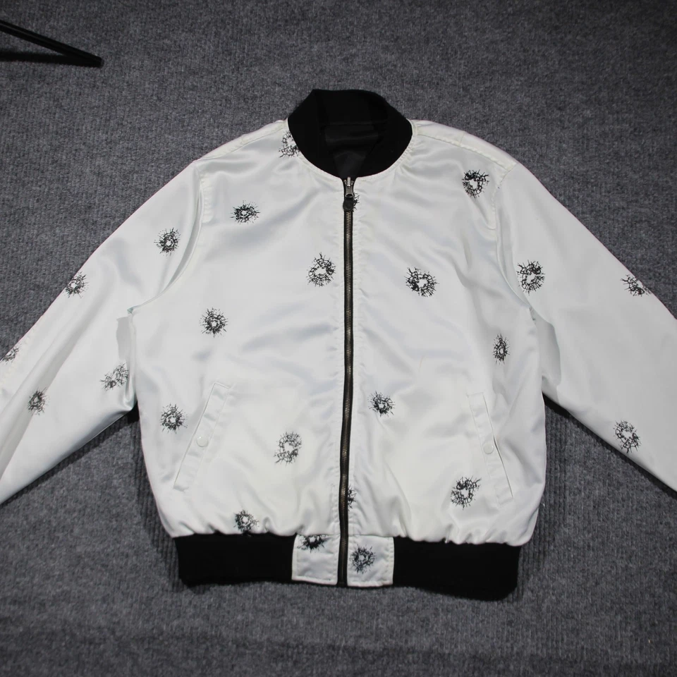 Chaqueta de bombardero Huf Shots para hombre extra grande negra blanca reversible patinador cremallera completa Foto 2 de 4