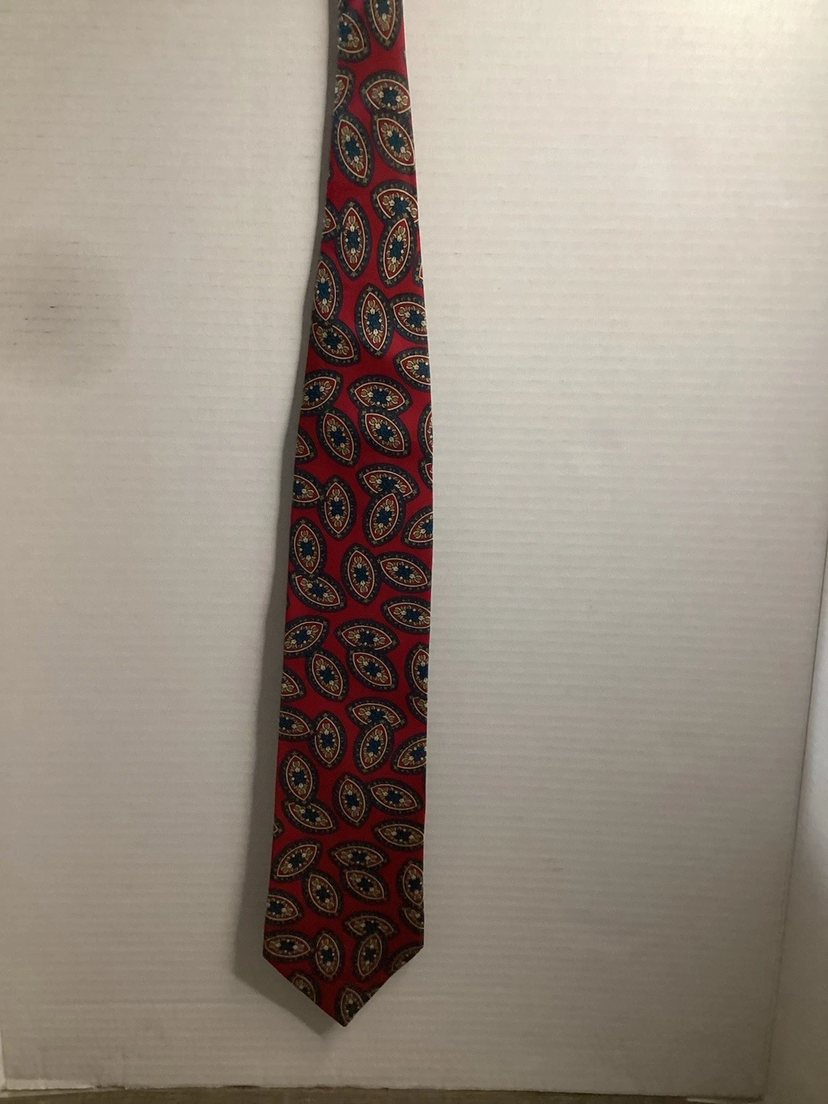 Cravatta Christian Dior seta uomo rossa pesca paisley abito cravatta made in USA