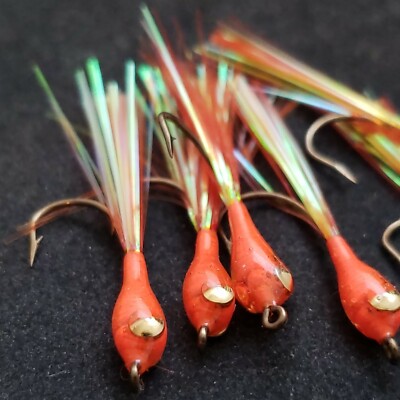 FISHING FLIES WEIGHED LEECH FLY ORANGE # 4 CUSTOM TIED FRONTIER FLY CO 