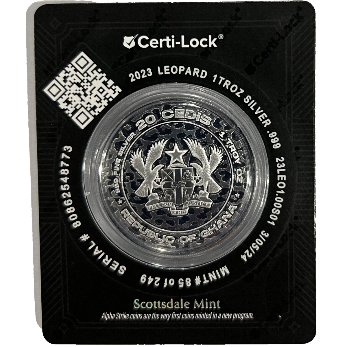 2023 AFRICAN LEOPARD 1 oz .999 Fine Silver Coin BU Scottsdale