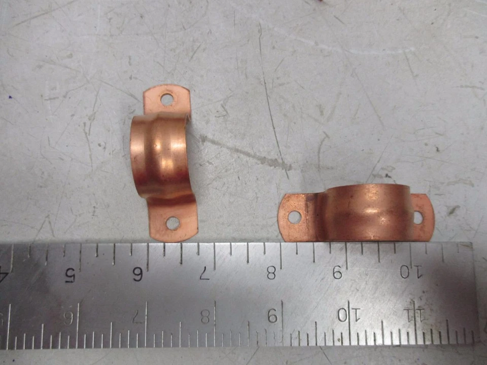 A440-1 Copper 2 Hole Pipe Straps with Nails (Lot of 100) - NEW! - Image 3 of 4