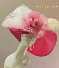 Kentucky Derby Hat Wide Brim Cream Bubble Gum Hot Pink Rose Del Mar Opening Day