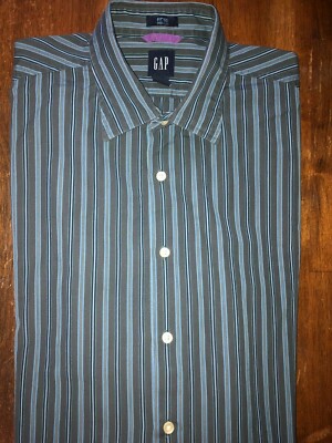 Men's Gap Premium Fitted Long Sleeve Button Front Shirt - Size Large 16 16-1/2