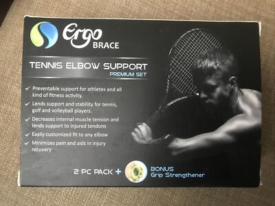 Brand New Adjustable Tennis Elbow Braces Set Of 2 With Bonus Grip Strengthener