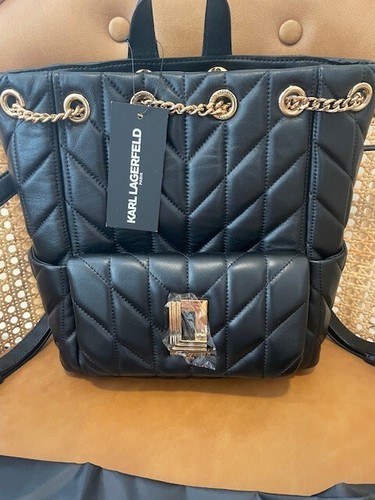 NWT KARL LAGERFELD PARIS Lafyette Small Quilted Leather Backpack - Picture 5 of 10