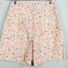 Brindar Shorts Women Sz XS Vintage 1980s Pink Floral Cotton High Waisted Cottage
