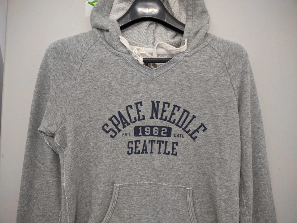 Champion Sudadera Mujer L Gris Sudadera con Capucha Seattle Espacio Aguja Corte Alto Bajo Foto 3 de 4