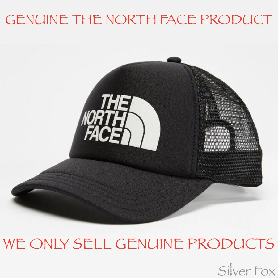 THE NORTH FACE TNF LOGO BLACK MESH SNAPBACK MENS ADULT TRUCKER CAP HAT NEW