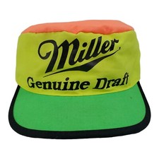 Vintage MILLER Genuine Draft Hat Cap One Size Multicolor Neon Beer Cycling Beach