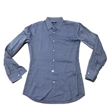 HUGO BOSS Dress Shirt Men 42 16.5 Slim Fit Blue Light Preppy Business Button Up