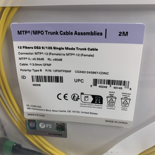 MTP®-12 Jumper, F to F, APC, 12F, OS2, OFNP, 0.35dB, Type B Purchasing 10 Packs - Bild 8 von 20