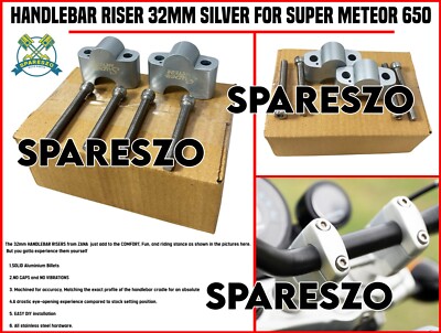 ''HANDLEBAR RISER 32MM, SILVER'' Fit For Royal Enfield Super Meteor 650